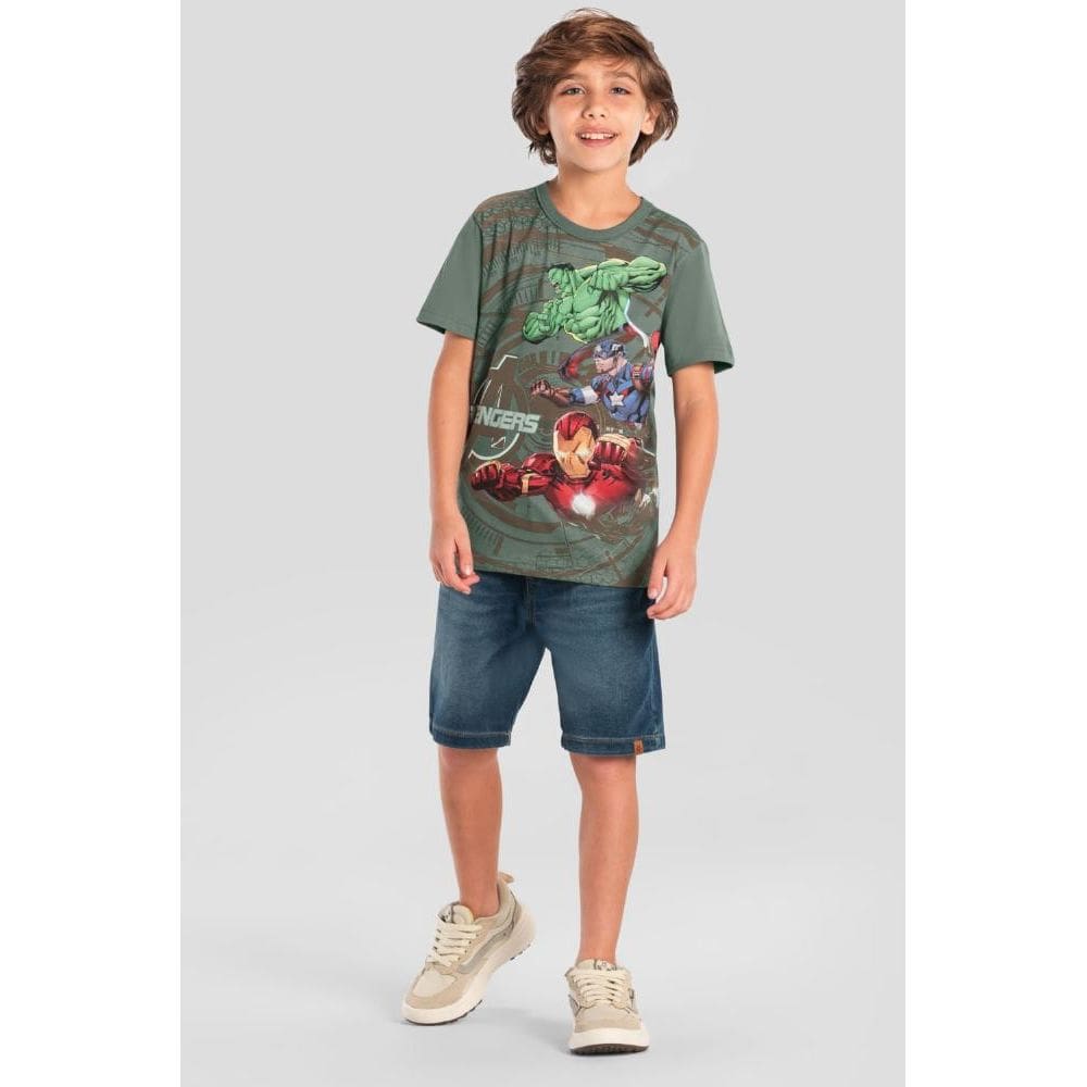 Camiseta infantil menino dos Vingadores metalizado Brandili