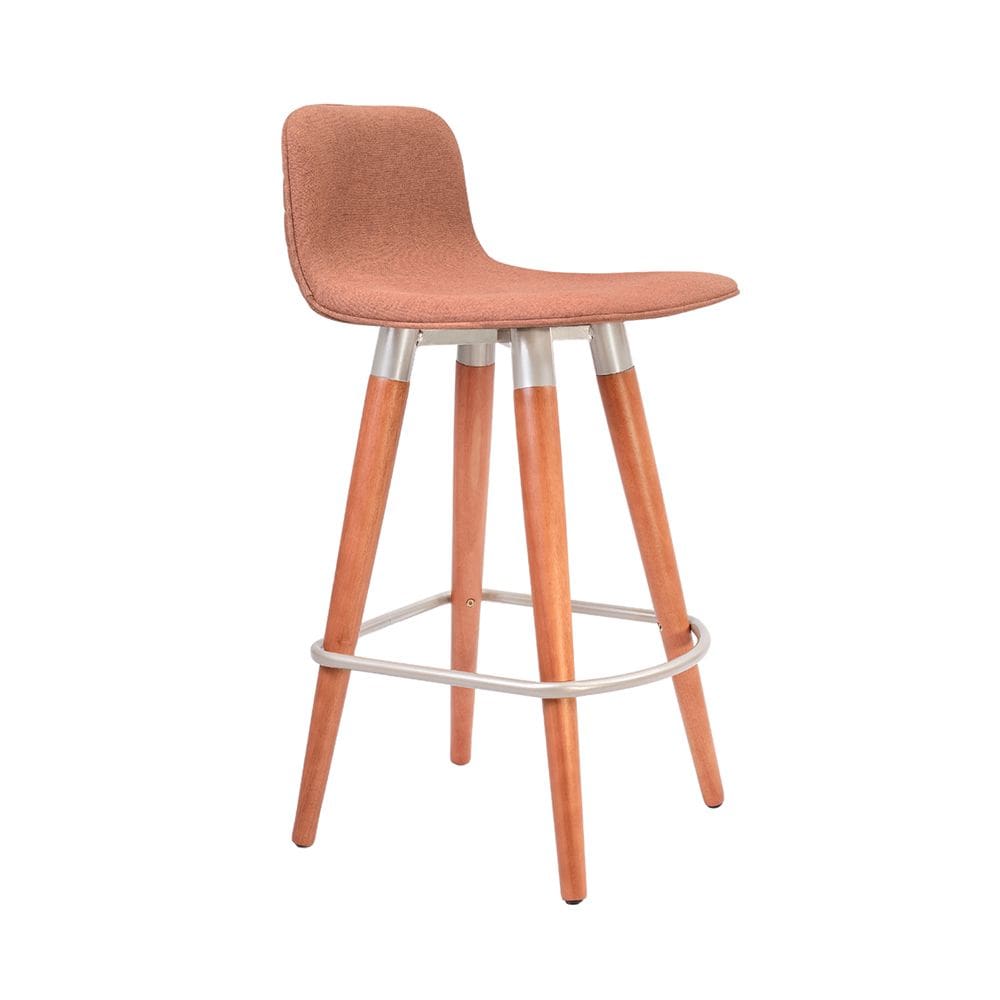 Banqueta Baixa Linea Aço Champanhe para Cozinha Balcao Gourmet Design Moderno - Terracota Assento