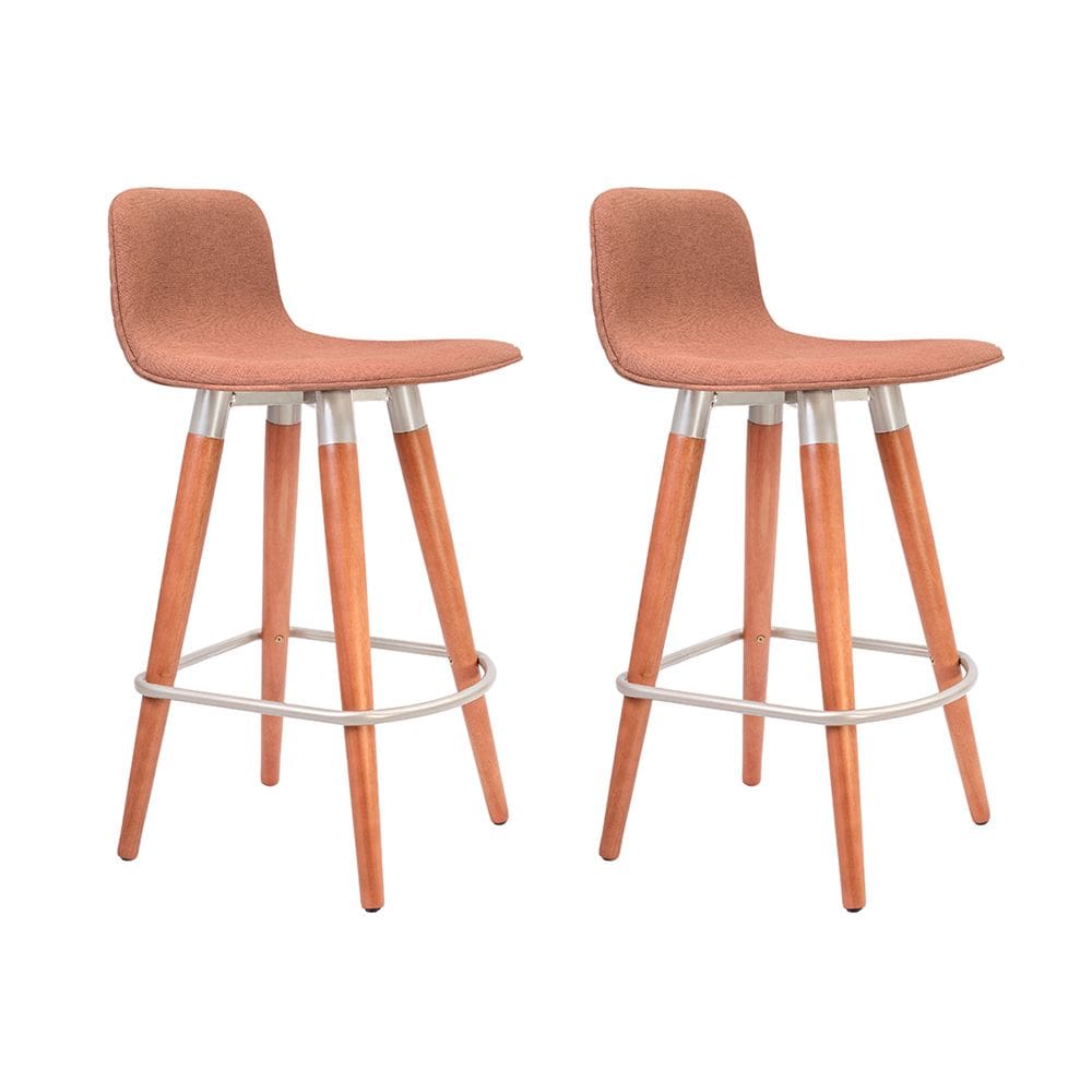 Kit 2 Banquetas Baixas Linea Aço Champanhe para Cozinha Ilha Gourmet Conjunto - Terracota Assento
