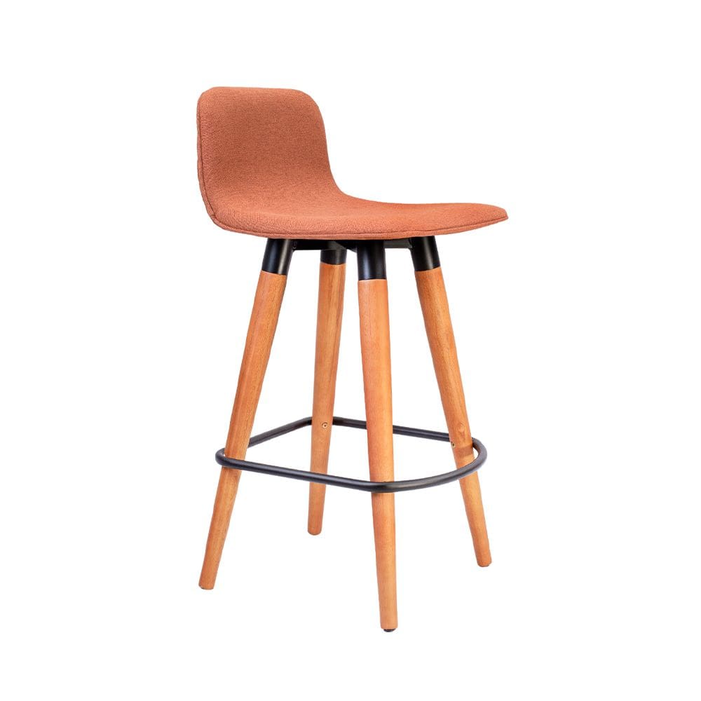 Banqueta Baixa Linea Aço Preto para Cozinha Balcao Ilha Gourmet Design Moderno - Terracota Assento