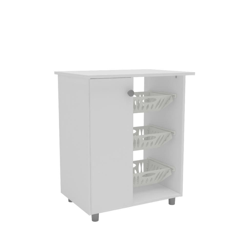 Fruteira Armário para Cozinha Multiuso 3 Cestos 1 Porta 60cm Cor Branco - Mademóvel