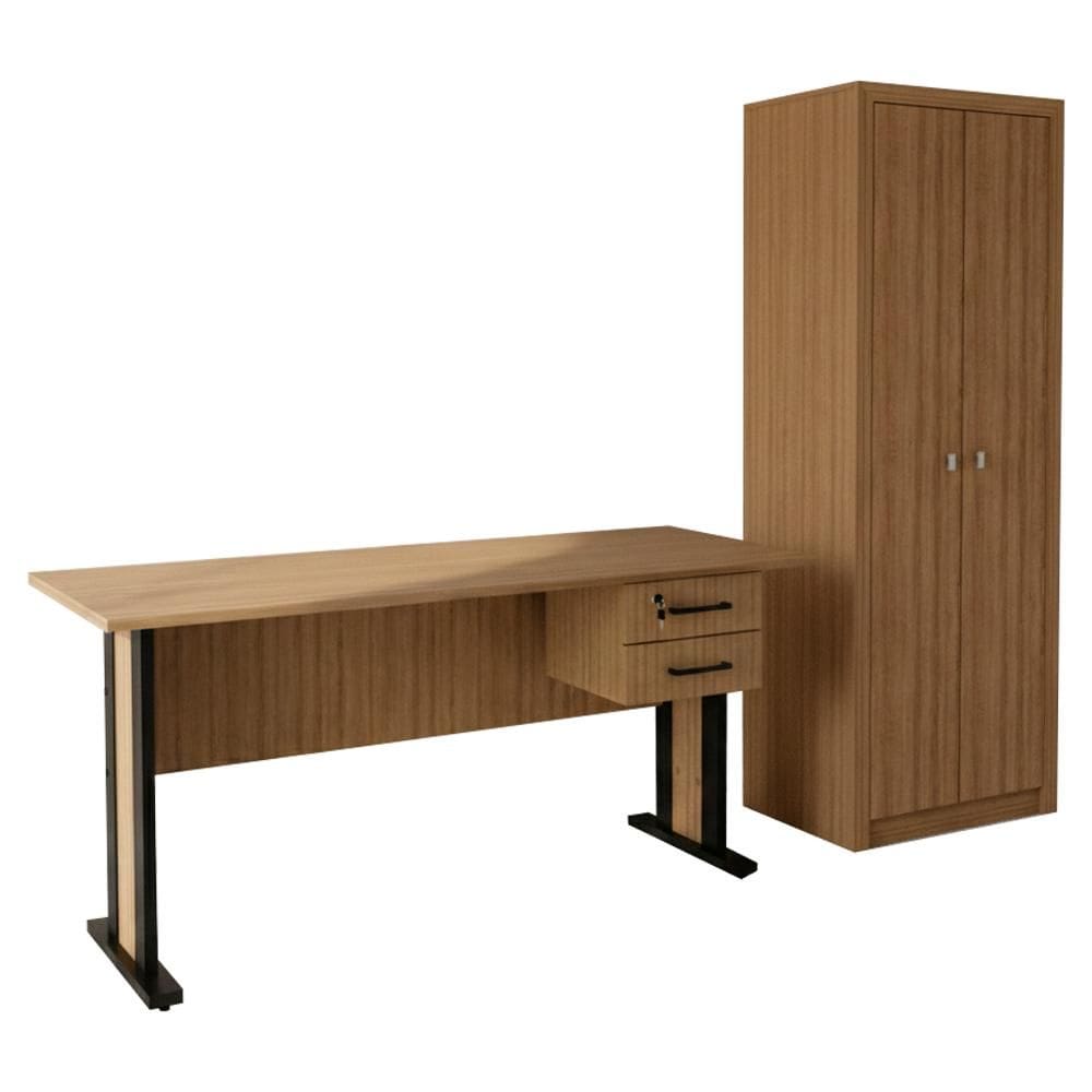 Mesa de Escritorio 2 Gavetas Armario Multiuso 2 Portas Tecno Mobili