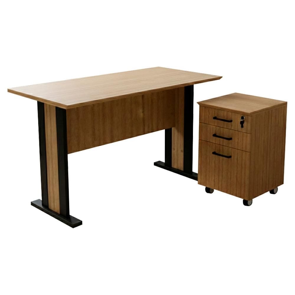 Mesa Escrivaninha 117 cm Gaveteiro Pasta Suspensa Com Chave Tecno Mobili