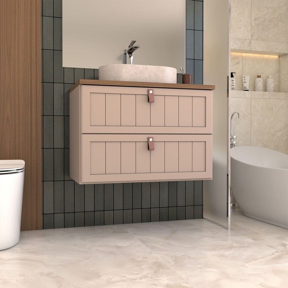 Armário de Banheiro Valencia 60 Cm 1 Porta e 1 Gaveta 100% Mdf Cappuccino/Freijó - Panorama Móveis