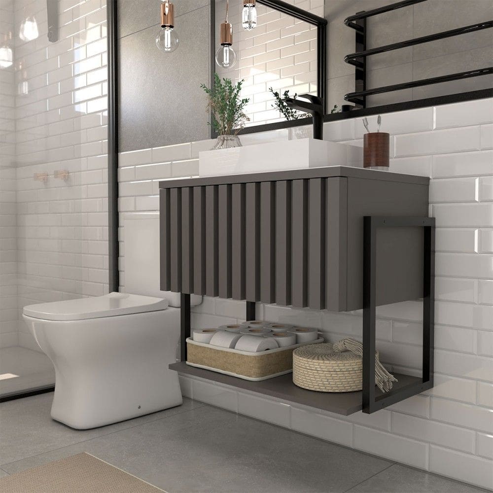 Armário de Banheiro Majestad 60cm 1 Porta 100% Mdf Titanium - Panorama Móveis