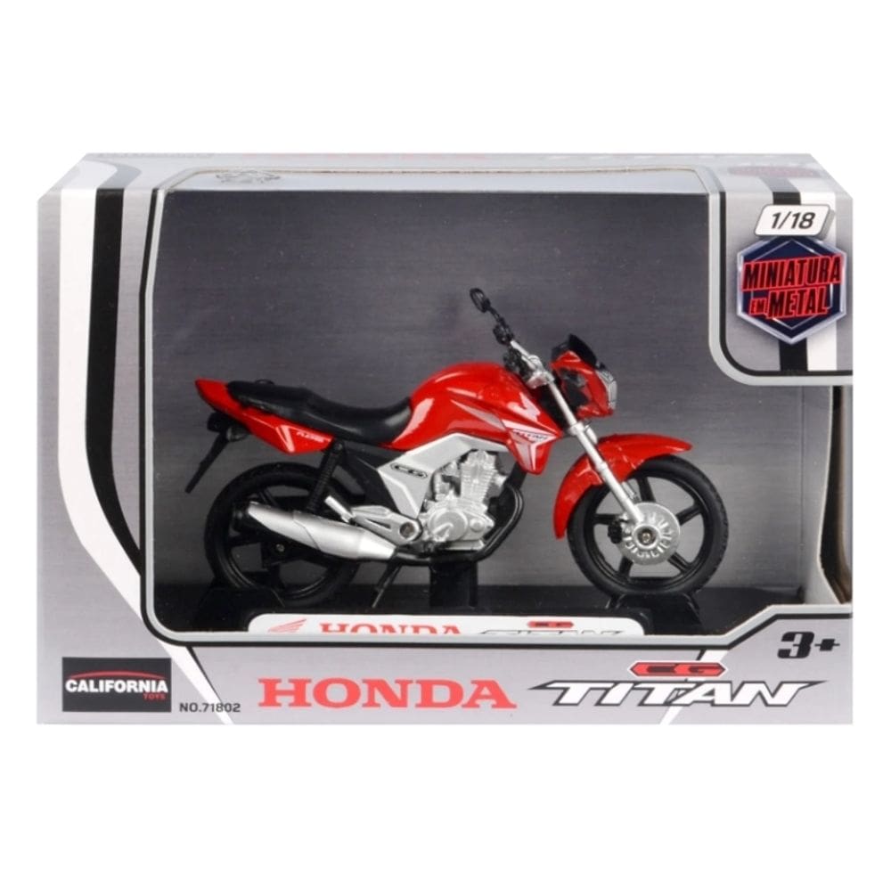 Miniatura Moto Honda CG Titan 150 2014 Escala 1:18 Vermelha