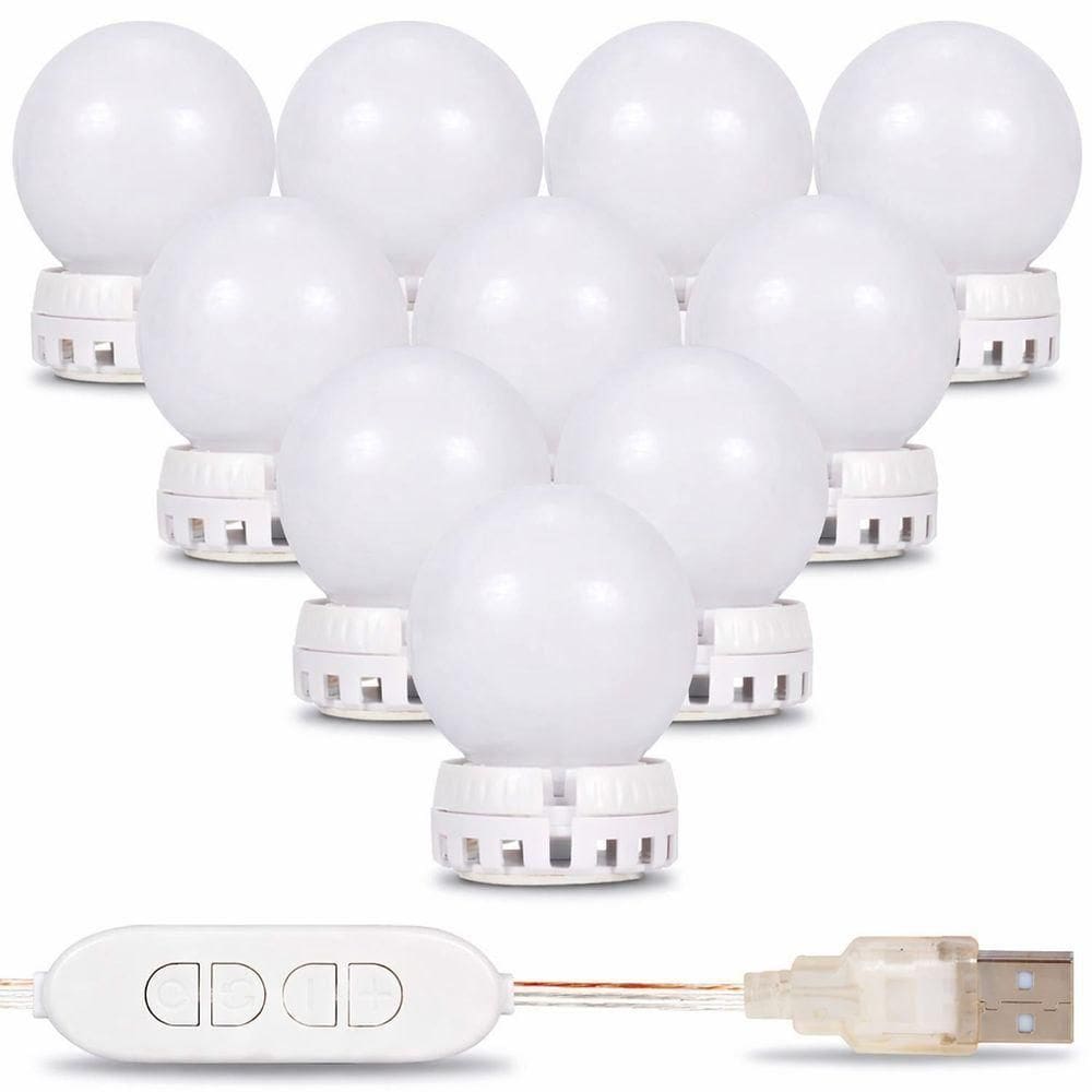 Kit Iluminação Led Para Espelho Camarim Com 10 Lâmpadas Usb Luz Branca