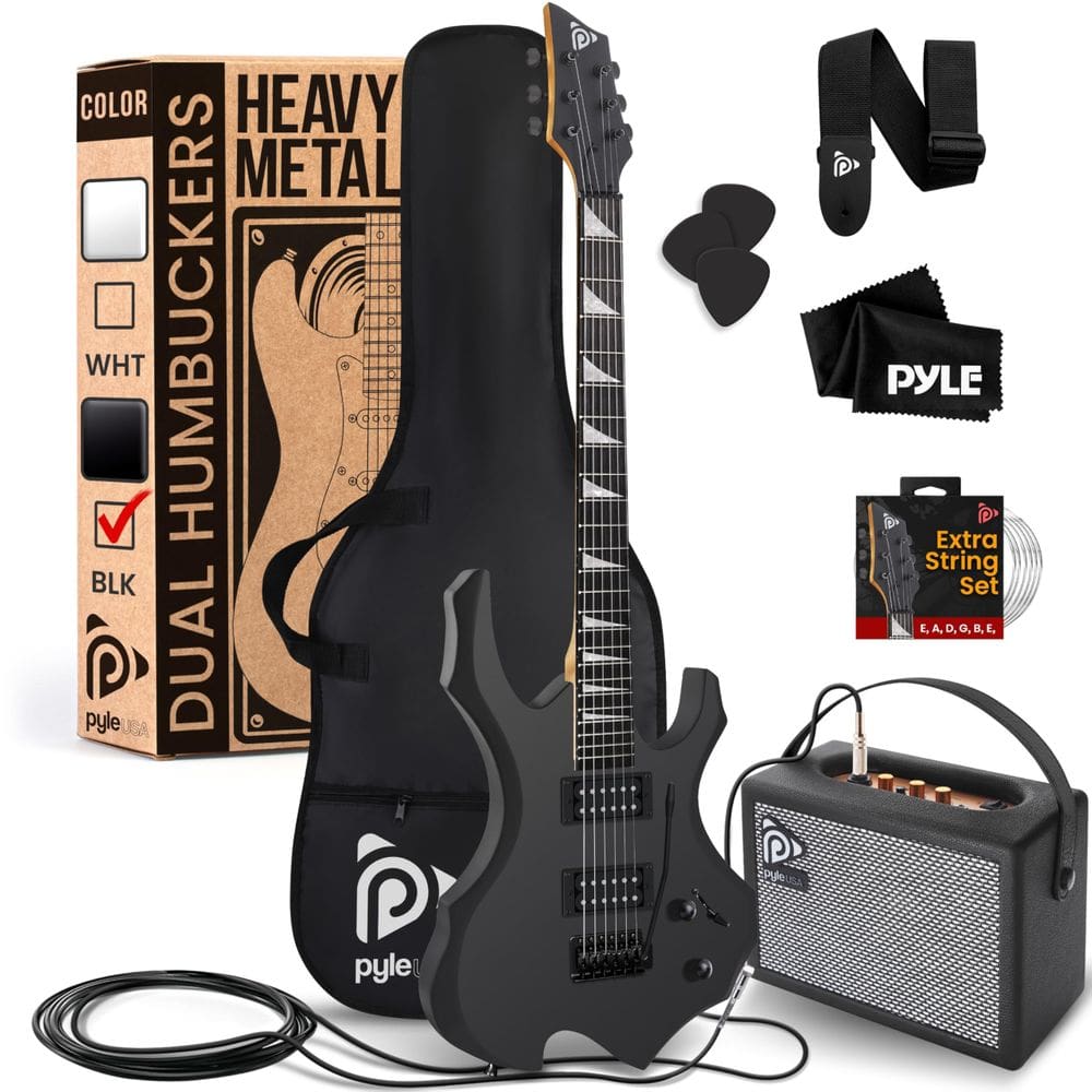 Guitarra elétrica Pyle Heavy Metal EG Fire com kit de amplificador