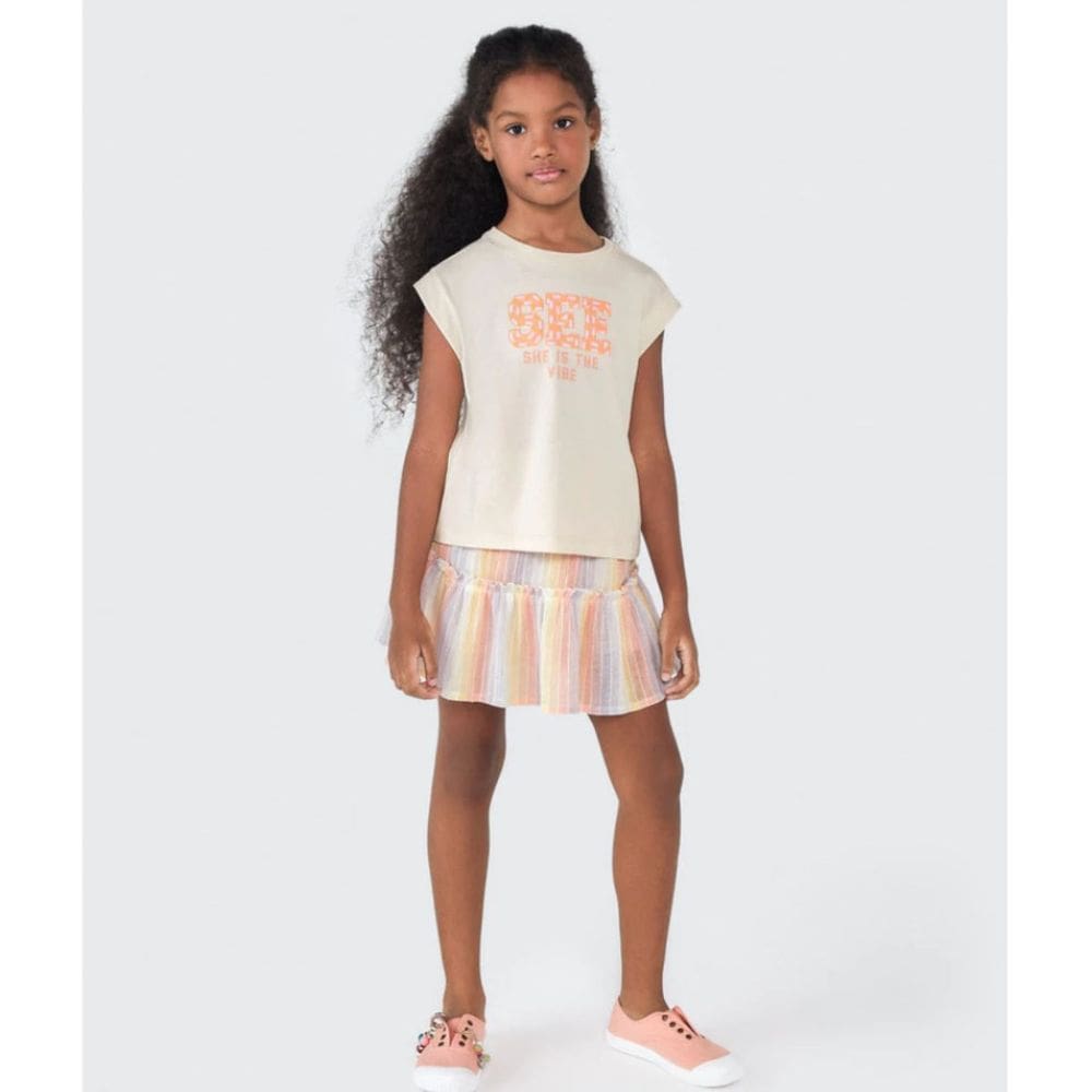 Blusa Infantil Regata Menina Bege Bordada - Hering