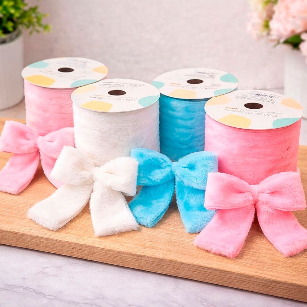 Rolos Fitas Pelúciada Aramada Páscoa De 6,3cm 2,7m Kit 4pçs