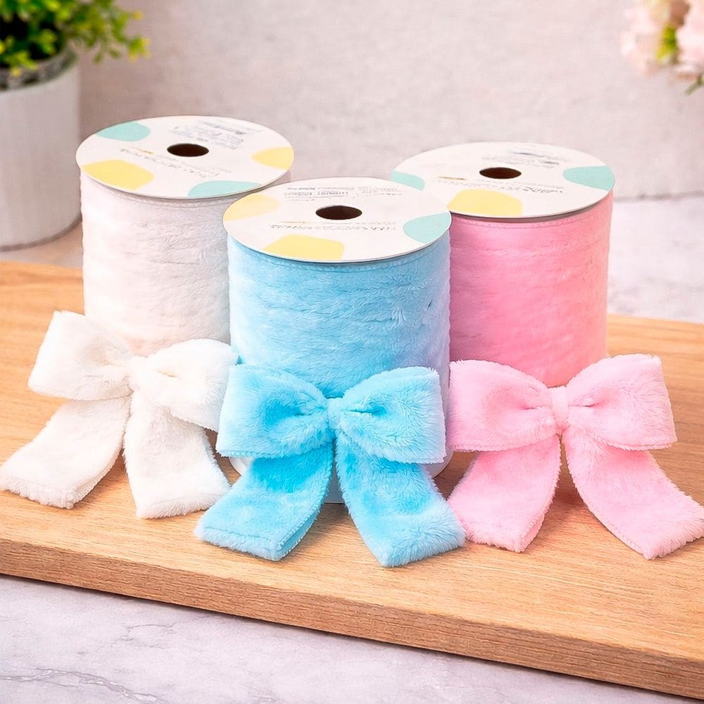 Rolos Fitas Pelúciada Aramada Páscoa De 6,3cm 2,7m Kit 3pçs