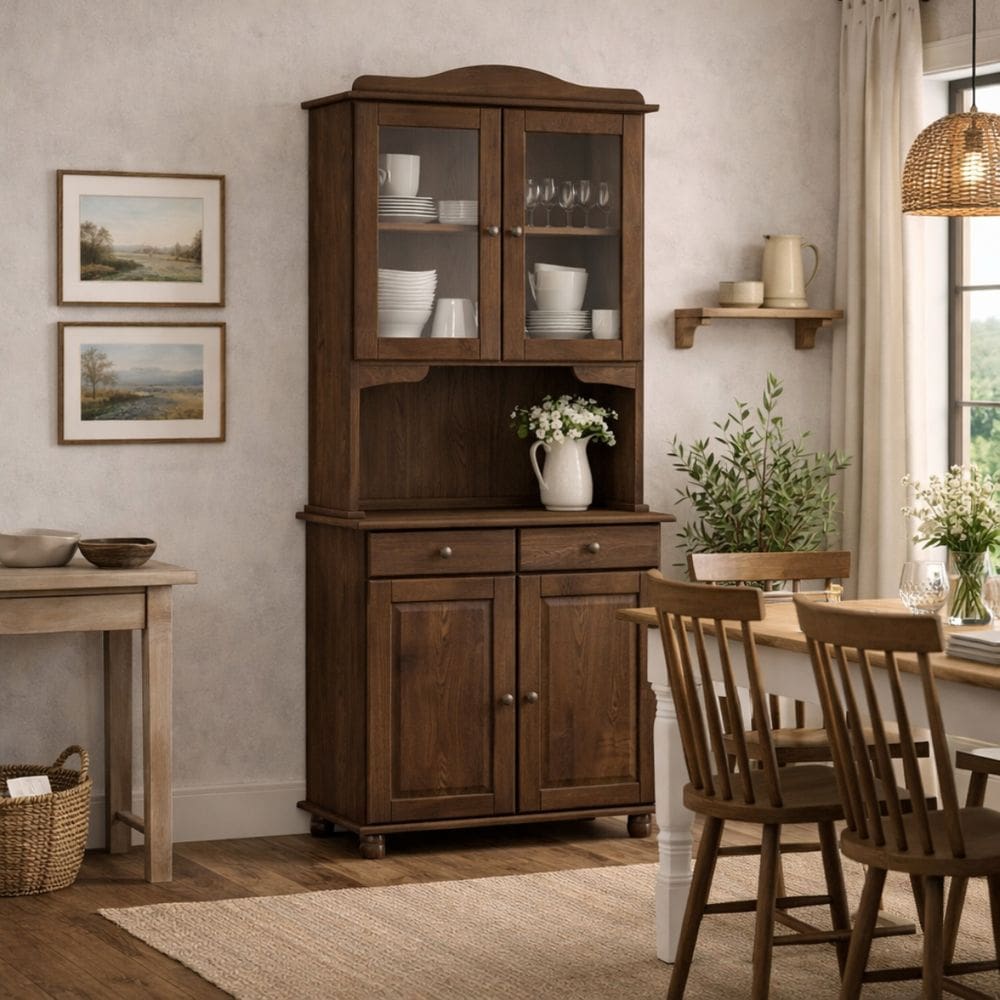 Cristaleira em Madeira Maciça Armário Cozinha Rústica Balcão