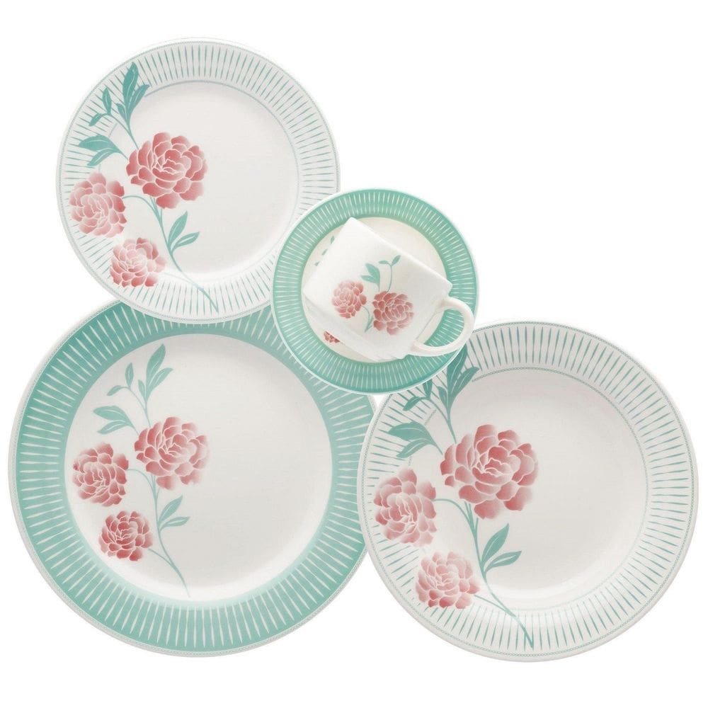 Jogo de Jantar Oxford MyRose  em Ceramica Estampada Alto Brilho 20 Pc