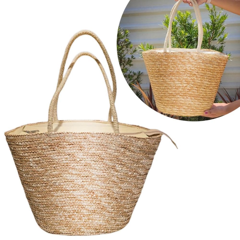 Bolsa Cesta Artesanal Grande Para Praia E Piscina