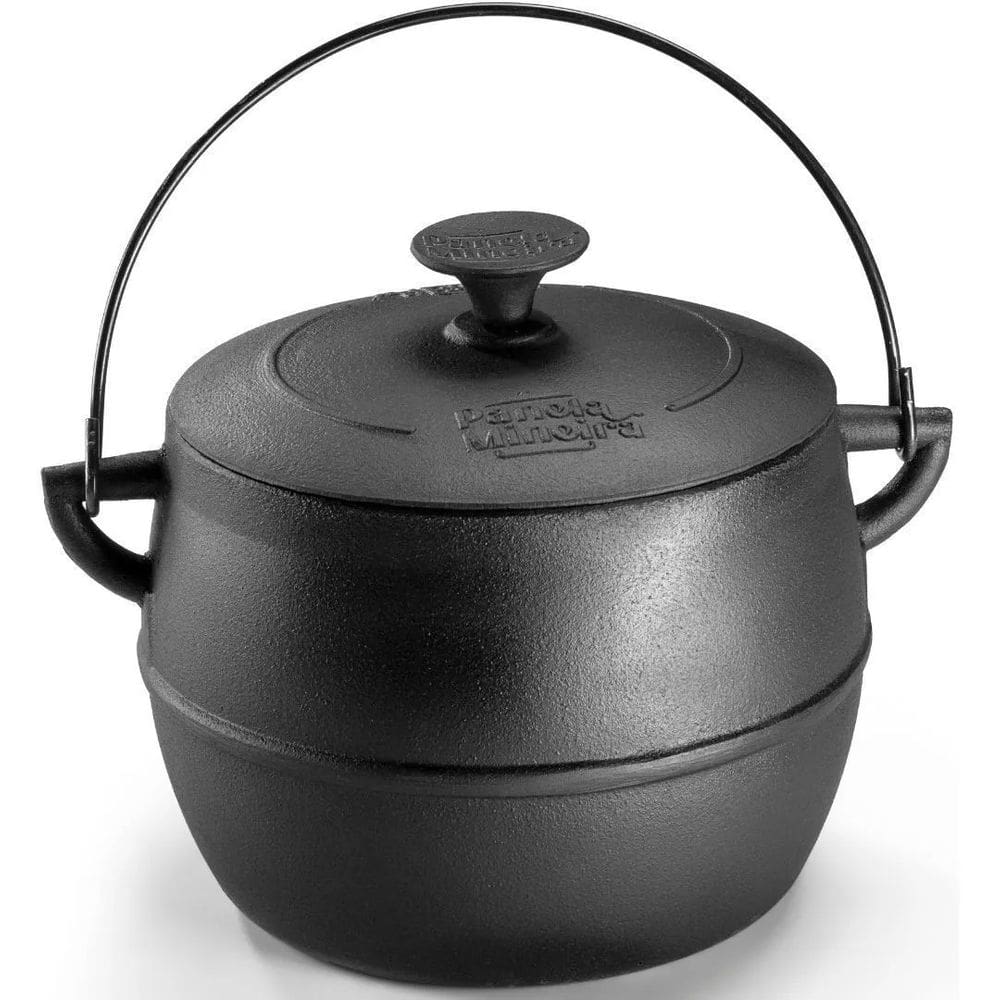 Caldeirão Bojudo 14x18cm 2L tampa de ferro Panela Mineira