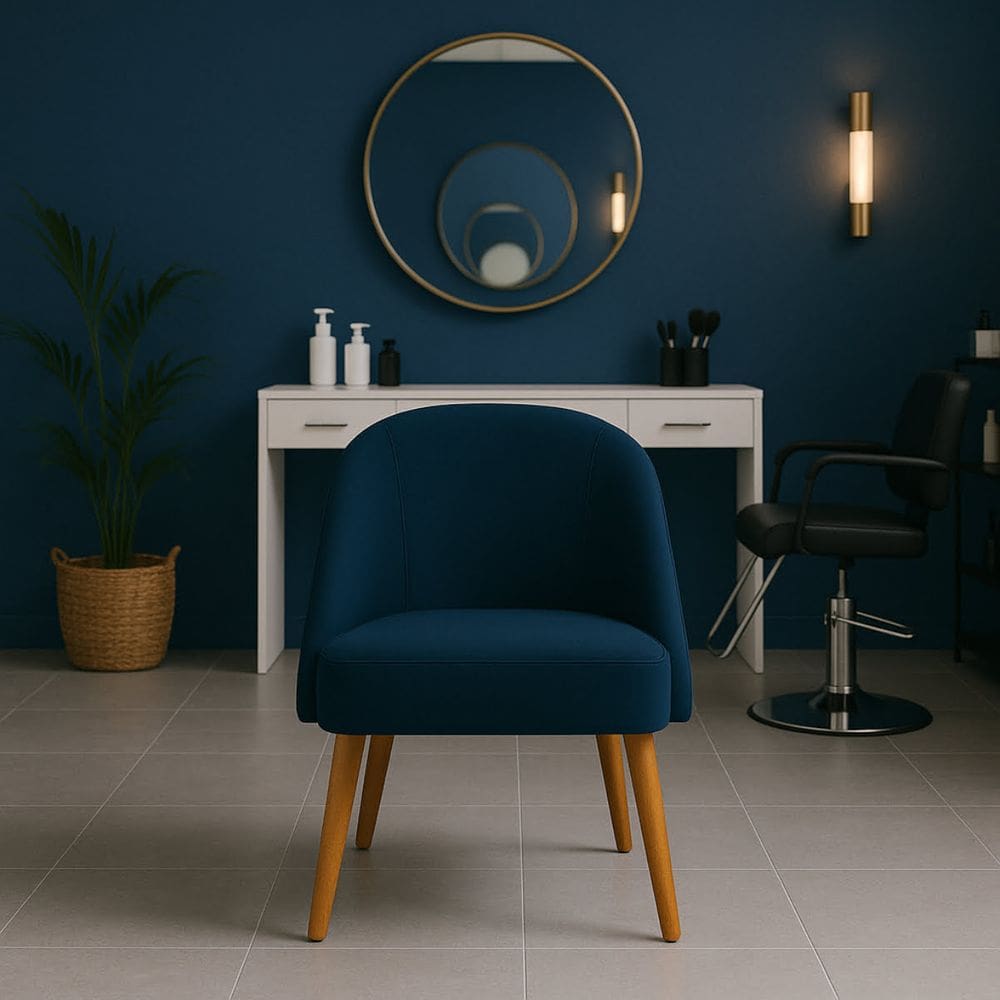 Banqueta Poltrona Lua Marinho Para Recepção Atendimento Penteadeira