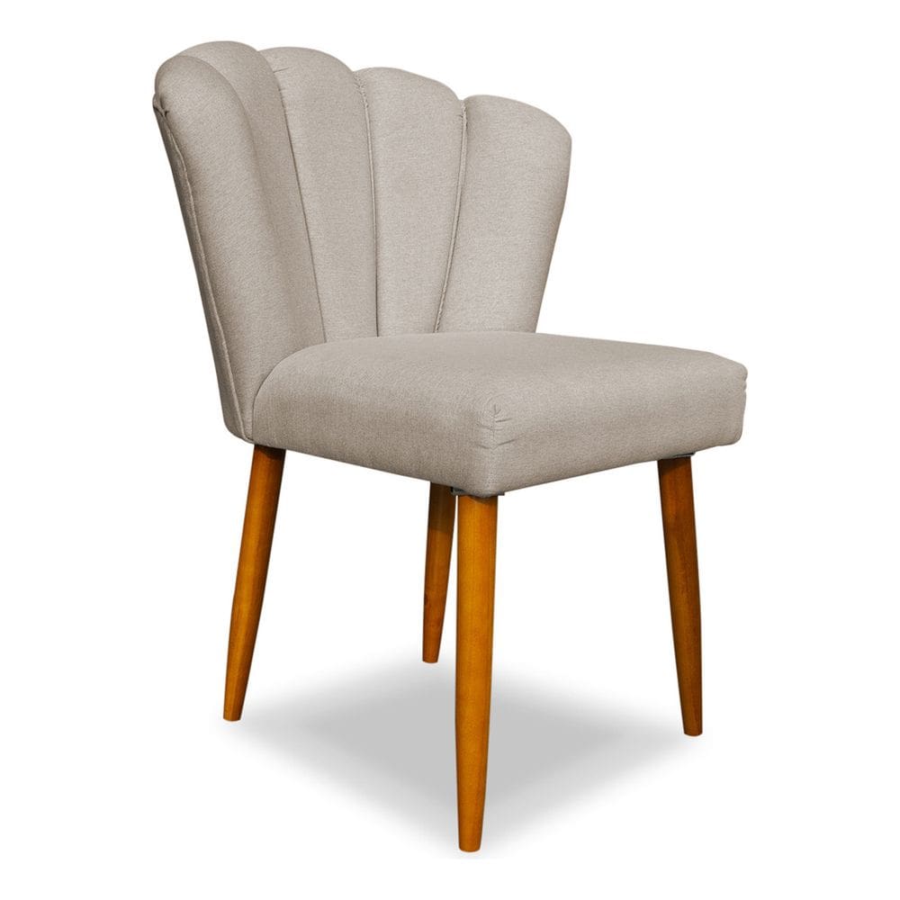 Banqueta Cadeira Pétala em Linho cor Palha, ideal para Sala de Estar e Penteadeira