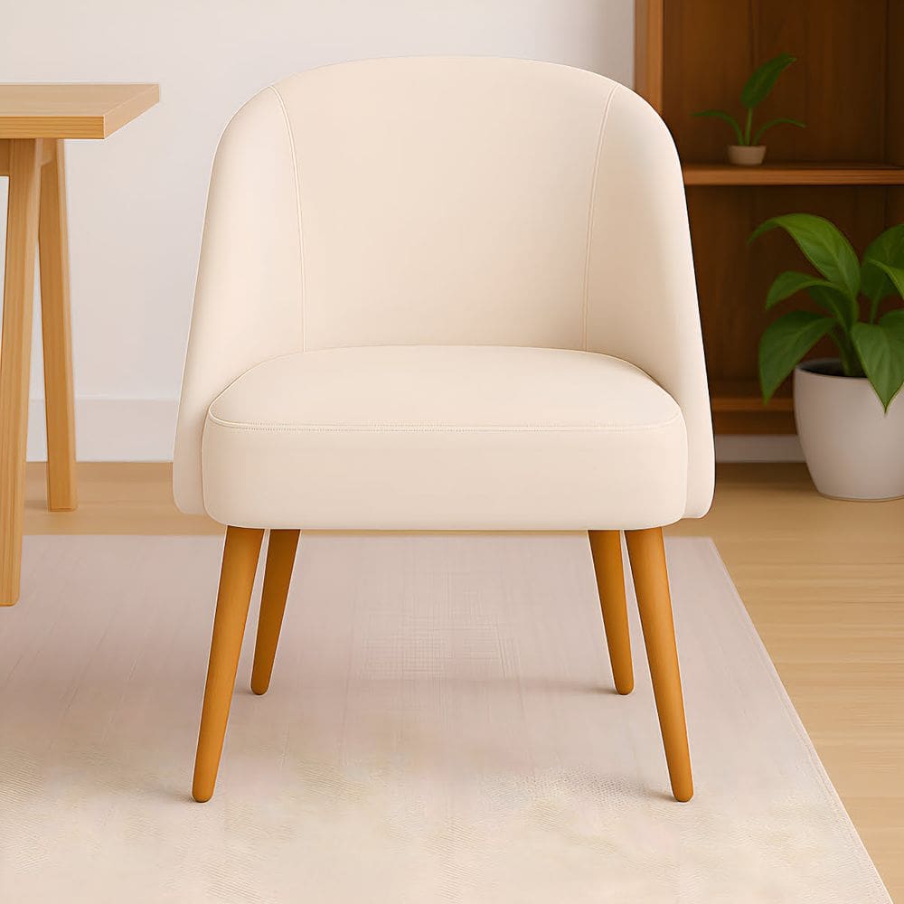 Banqueta Poltrona Lua Bege Para Recepção Atendimento Penteadeira