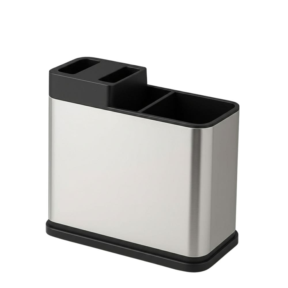 Porta talheres inox com escorredor e suporte para facas