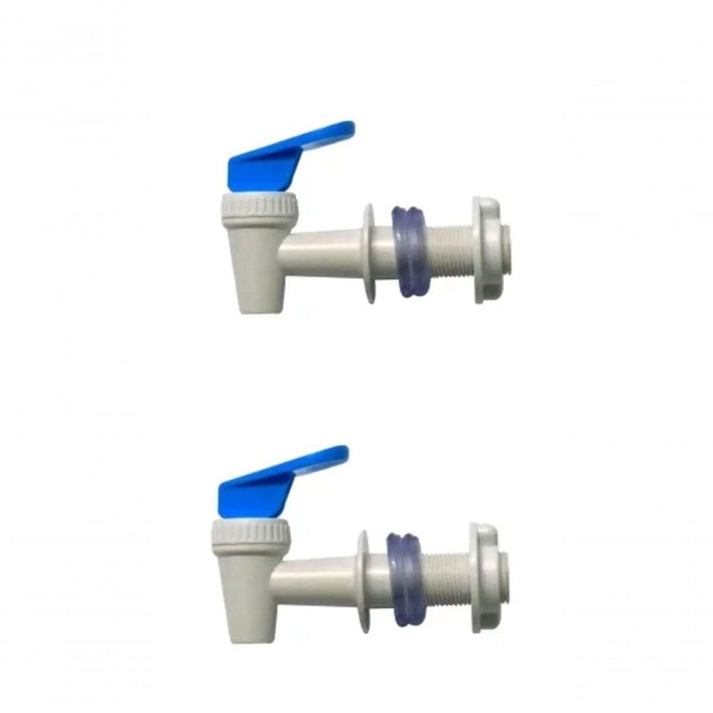 Kit 02 Un Torneira Filtro De Barro Bededouro Garrafão Branco Azul Gama