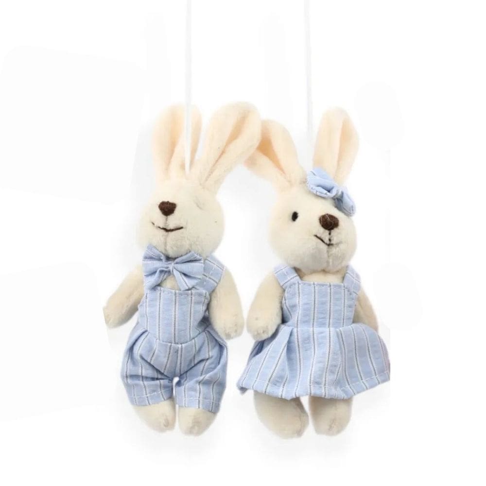 Pingente Pelucia De Páscoa Mini Coelho Casal  Candy  Azul 15cm 1Un