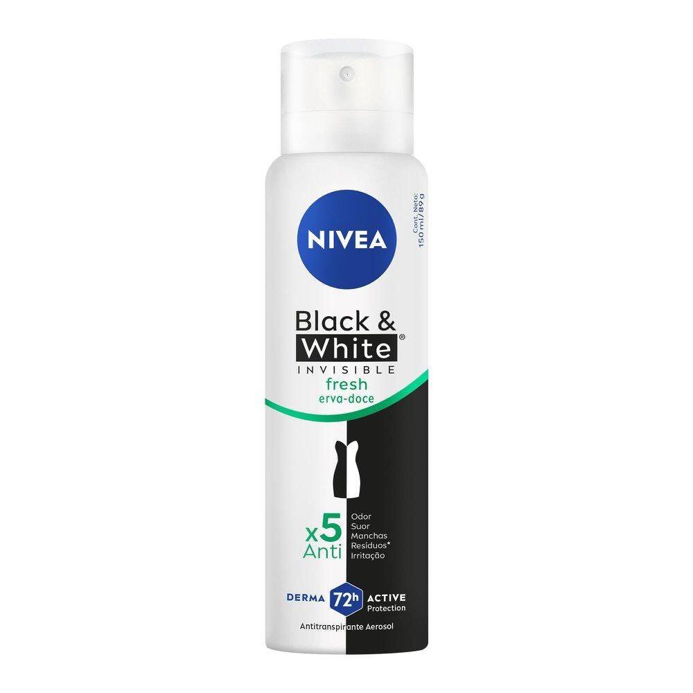 Desodorante Aerossol NIVEA Black & White INVISIBLE Fresh Erva-doce 150ml