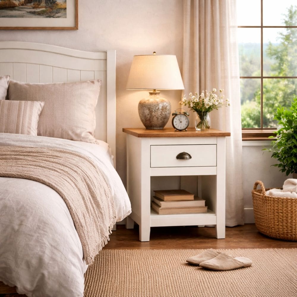 Mesa de Cabeceira Madeira Maciça Boho Rústica Mesinha Quarto