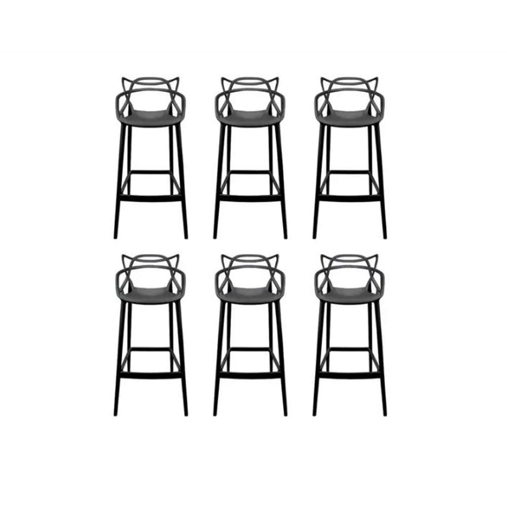 KIT - 6 x Banquetas altas Masters Allegra - Preto