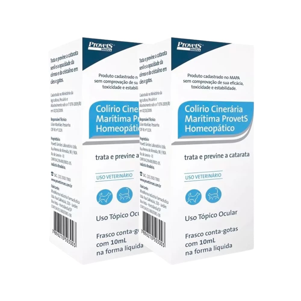 Kit 2 Colírio Cinerária Marítima Homeopático Provets - 10mL