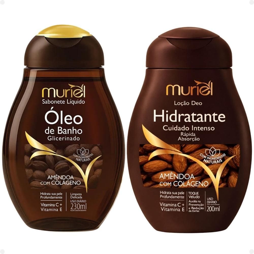 Kit Muriel Amêndoa Com Colágeno: Sabonete Óleo De Banho 230ml + Loção Deo Hidratante 200ml