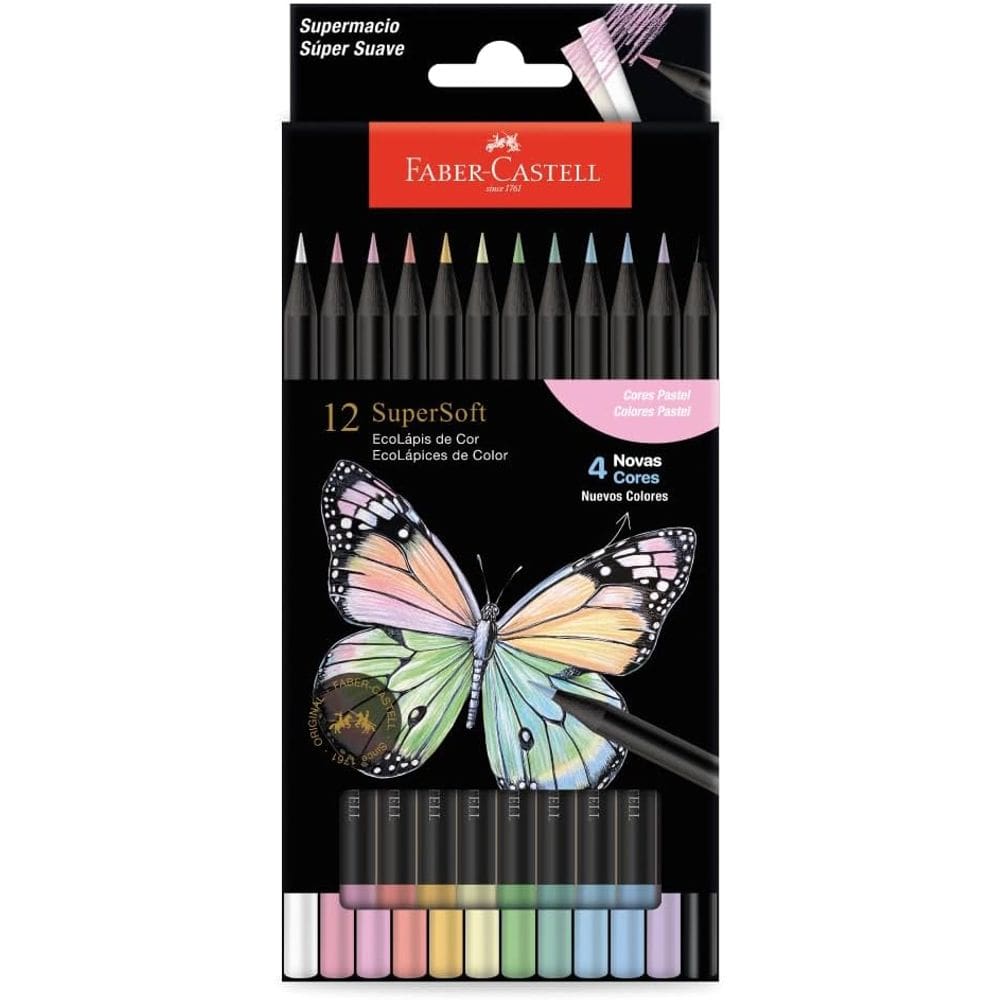 Lápis de Cor SuperSoft - Pastel - 12 Cores - Faber Castell