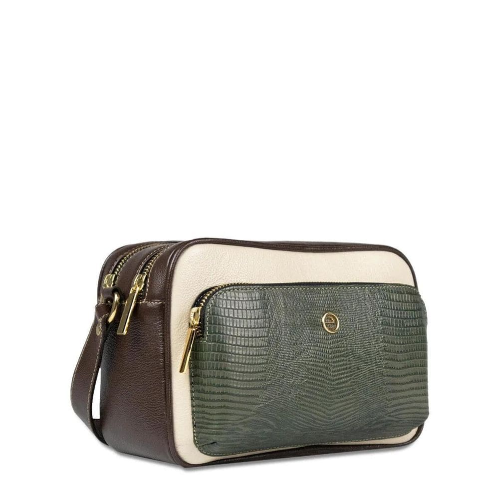 Bolsa Couro Transversal Animal Bicolor
