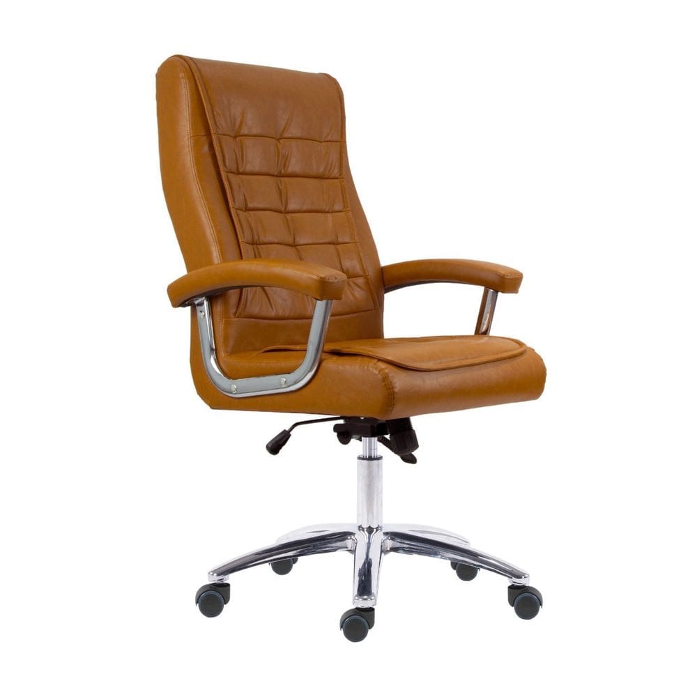 Cadeira Escritório Presidente Ergonômica NR17 Sintético Mola Ensacada Caramelo