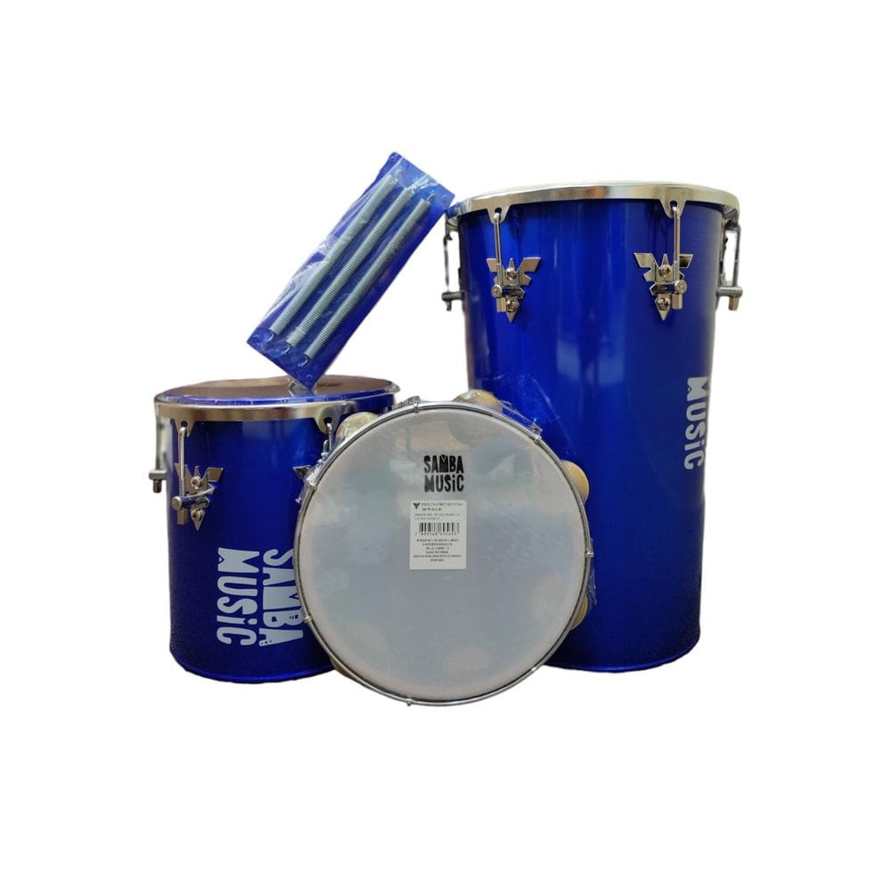 Kit Samba Music Rebolo/Repique De Mao/Reco-Reco/Pandeiro Bl