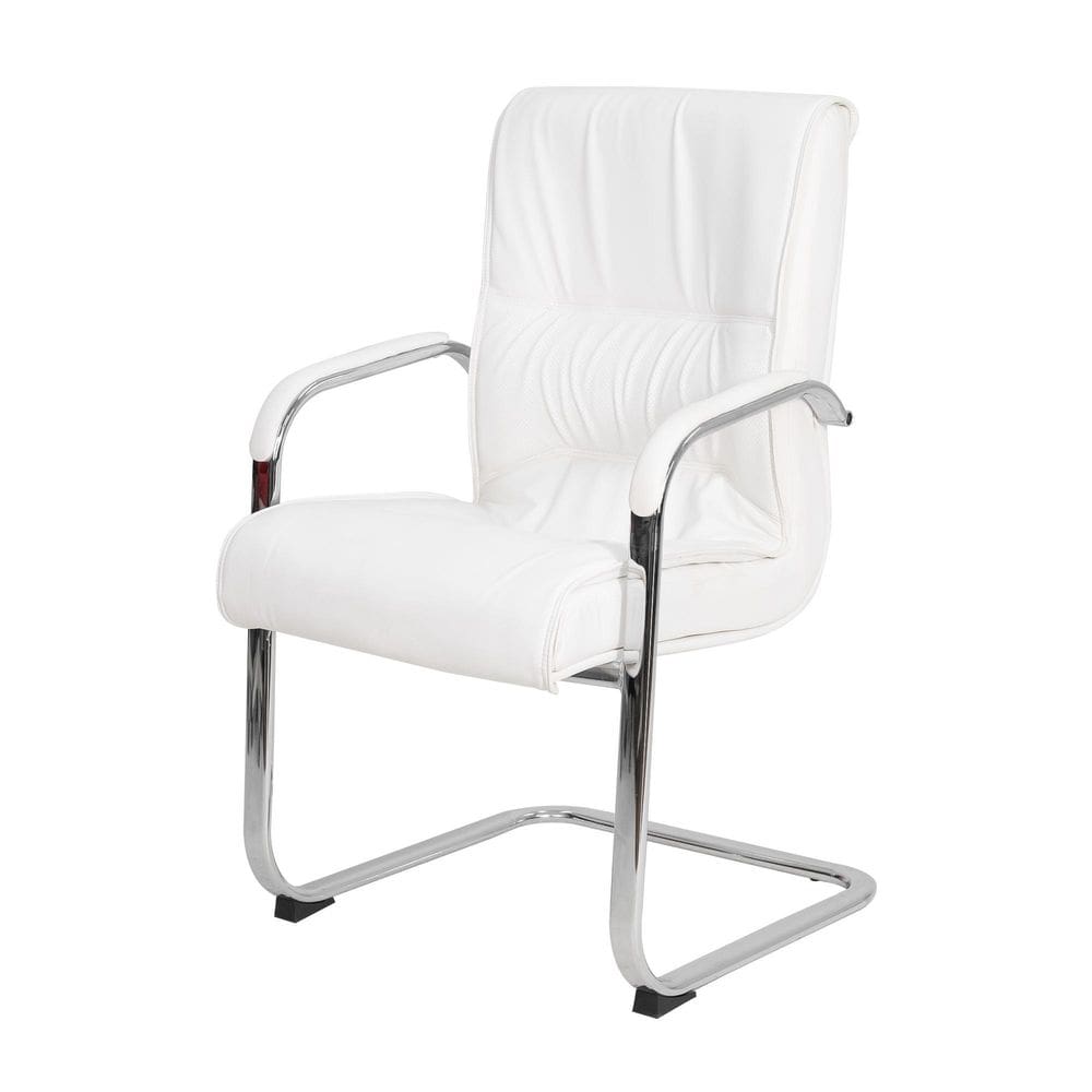 Cadeira Escritório Interlocutor Big Fixa Branca Base Cromada