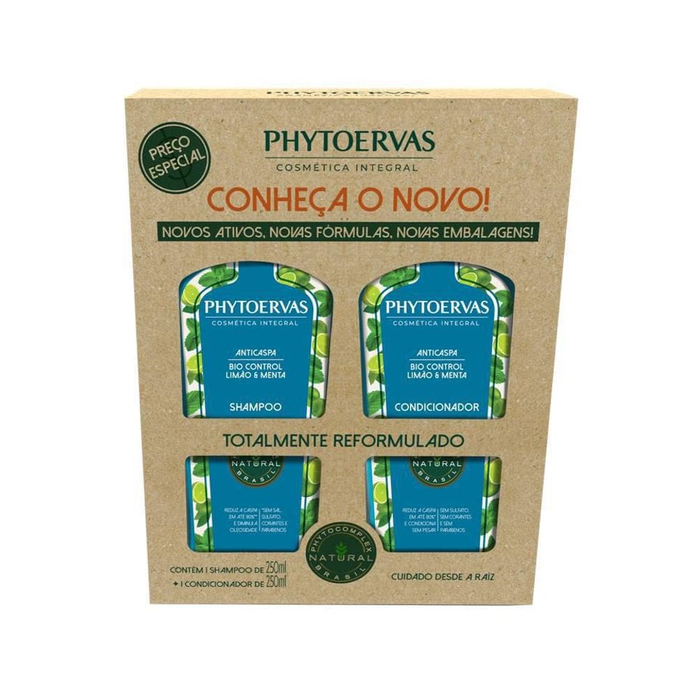Kit Shampoo E Cond Anticaspa Limão E Menta Phytoervas 250Ml