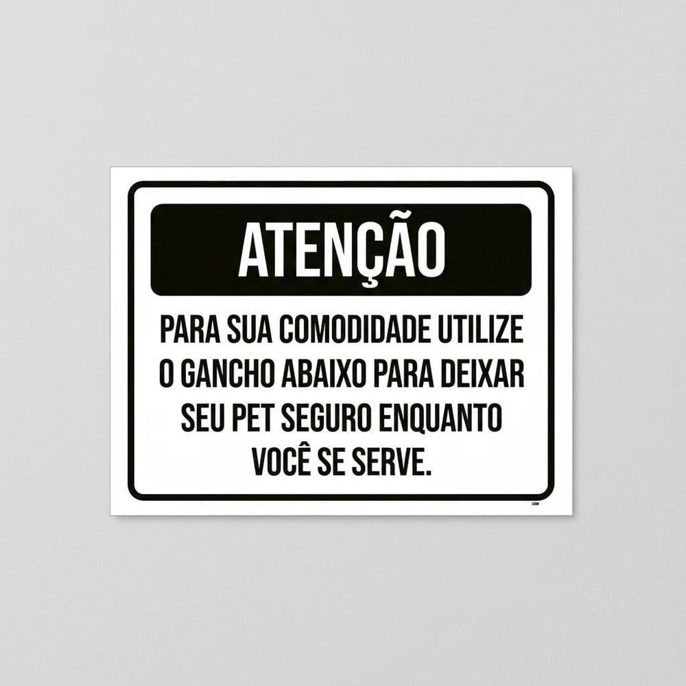 Placa Acm Atenção Utilize Gancho Pet Seguro 18X23