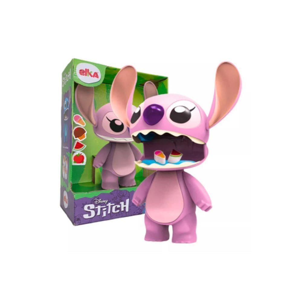 Boneco Stich Angel Articulada 24 Cm Abre A Boca Rosa