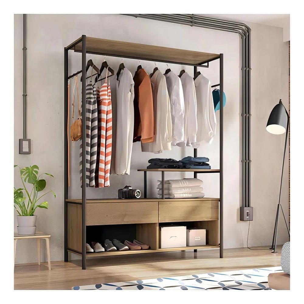 Guarda-Roupa Solteiro Artefamol Barcelona Closet Preto-Demolição