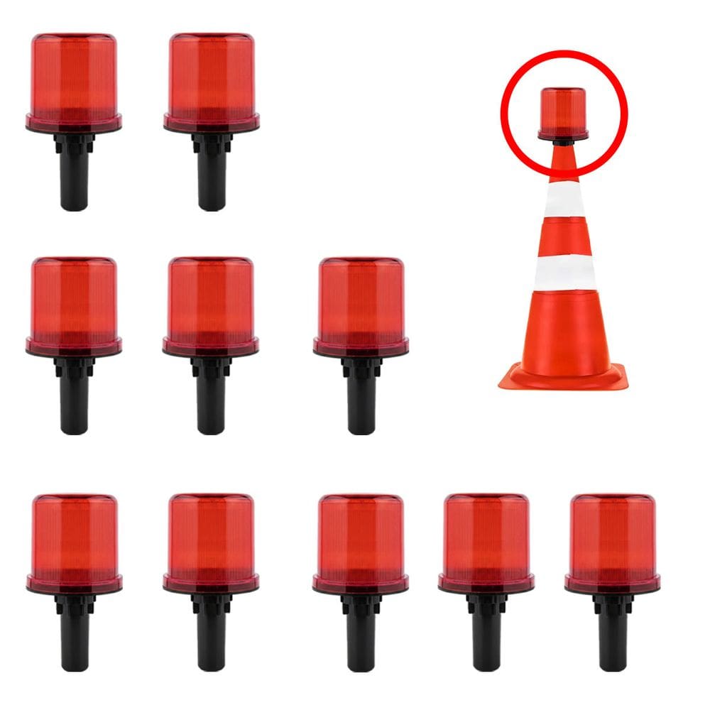 Sinalizador Solar Kit 10 Sinalizacao Estrada Transito Rodovia Cone Alerta Emergencia Aviso