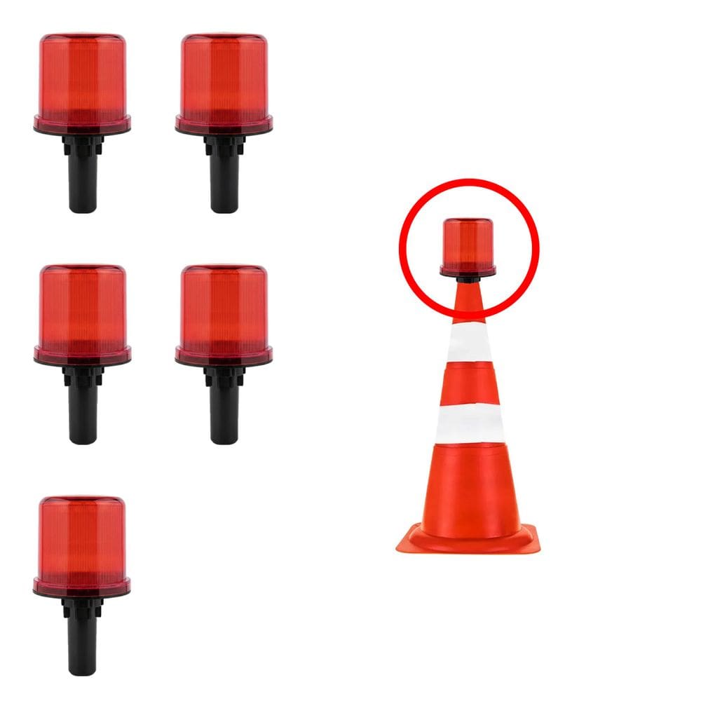 Sinalizador Solar Viario Kit 5 Uni Rua Estrada  Emergencia Alerta Cone Rodovia Obra