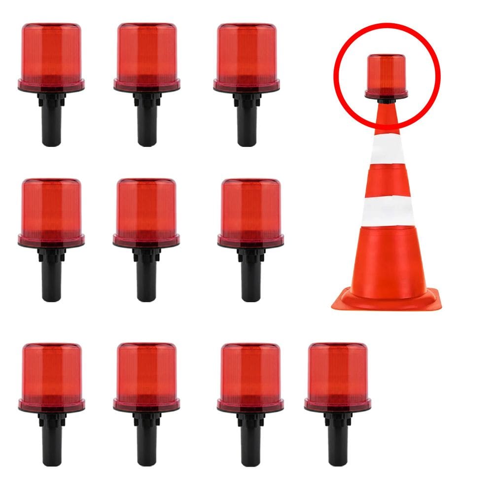 Sinalizador Viario Solar Kit 10 Uni Sinalizacao Viaria Cone Rodovia Estrada Alerta Emergencia