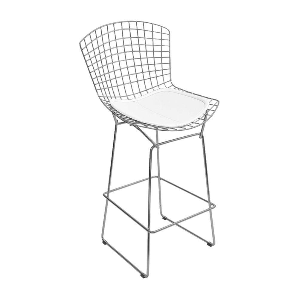 Banqueta Bertoia Cromada D70 Assento Sintético Branco