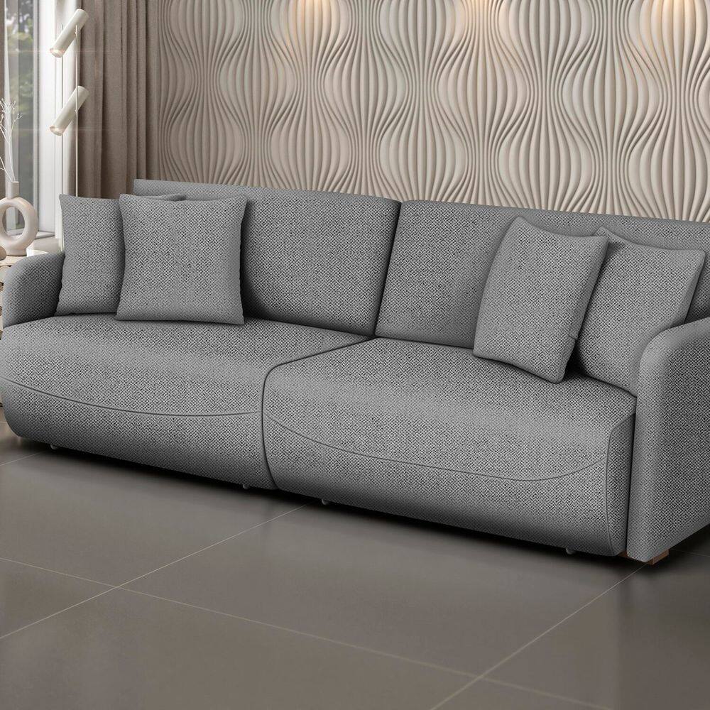 Sofá Retrátil e Reclinável 280cm Linho Domus Grafite