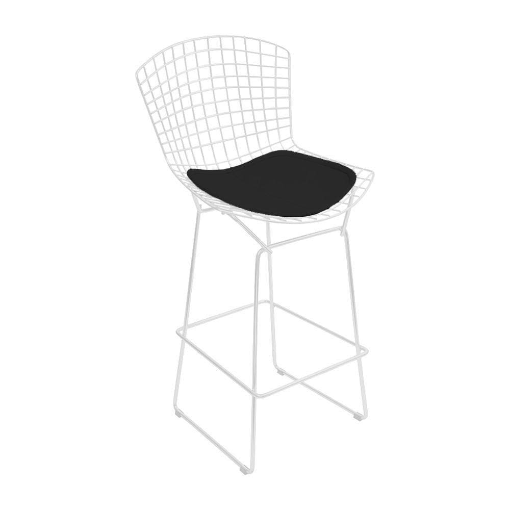 Banqueta Bertoia Branca D70 Assento Preto