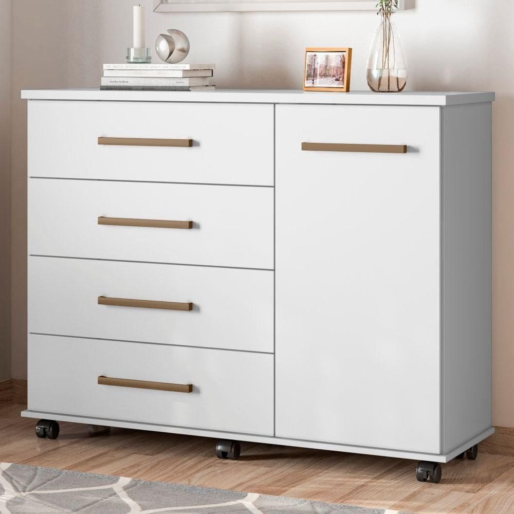 Cômoda Com Rodízios Flynn Branco