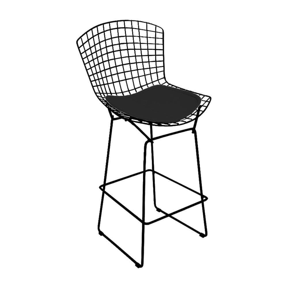 Banqueta Bertoia Preta D60 Assento Preto