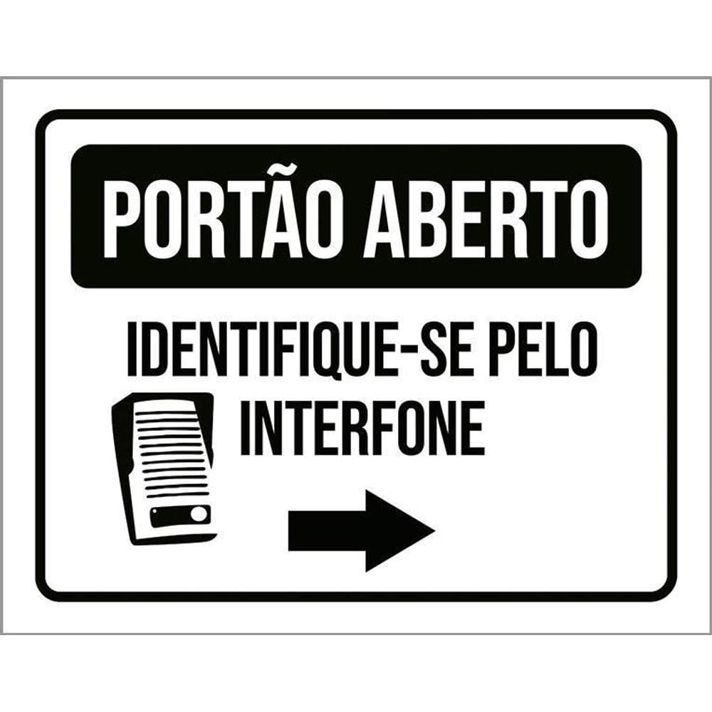 Kit 5 Placa Acm Portão Averto Identifique Interfone 18X23