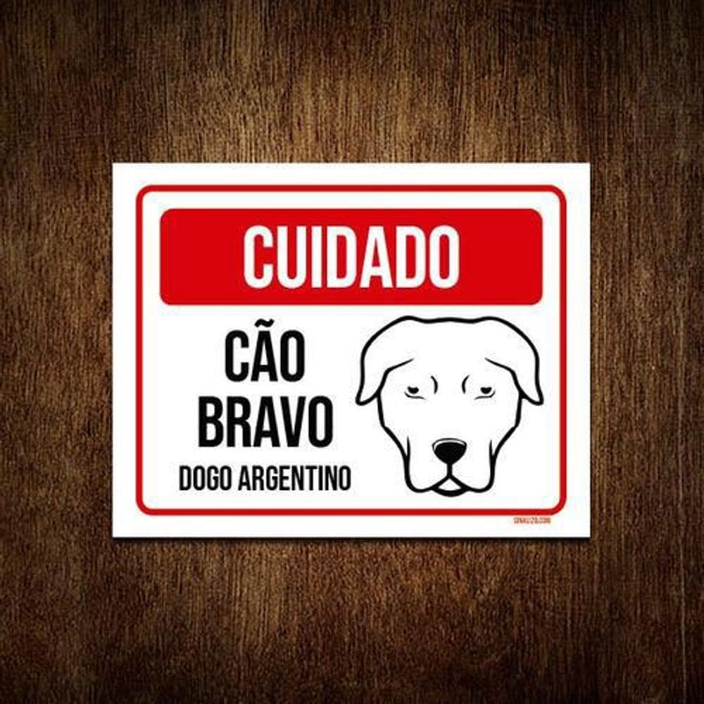 Kit 10 Placas Cuidado Cão Cachorro Bravo Dogo Argentino