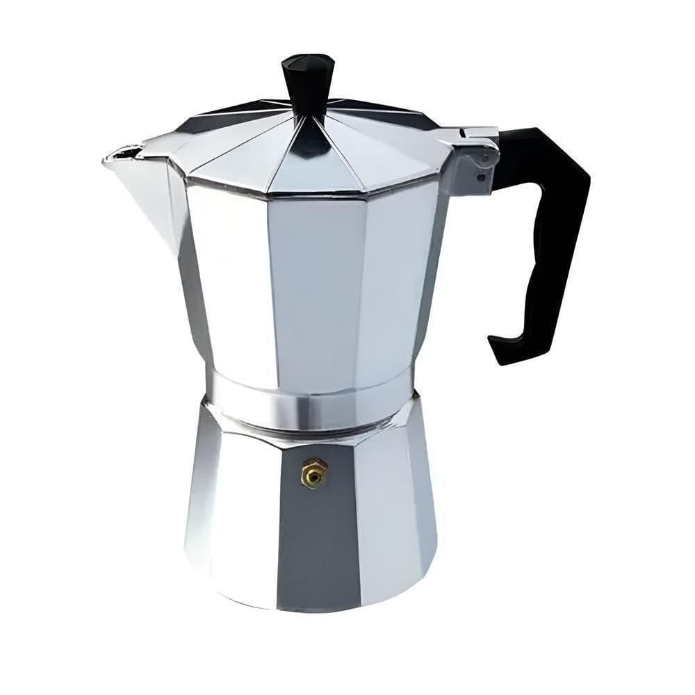Cafeteira Italiana Moka Luxo Prata 6 Xícaras 300ml Em Alumínio – Café Expresso Manual Grande E Profissional